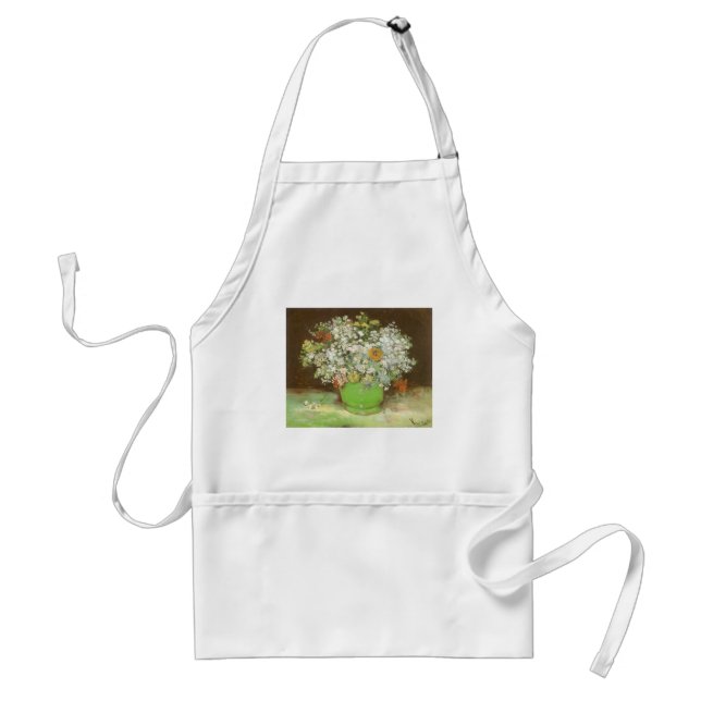 Vincent van Gogh - Vase with Zinnias and Flowers Adult Apron (Front)