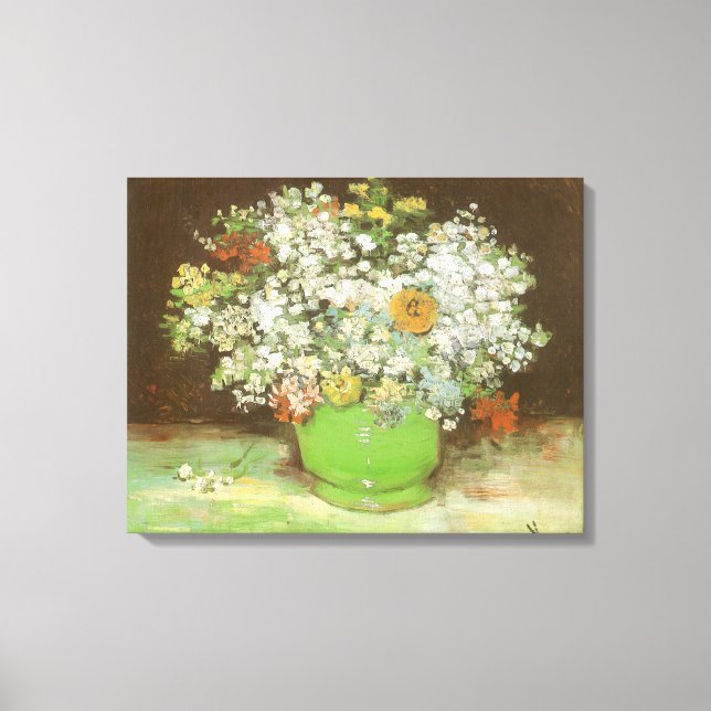 Vincent van Gogh - Vase with Zinnias and Flowers Canvas Print (Front)