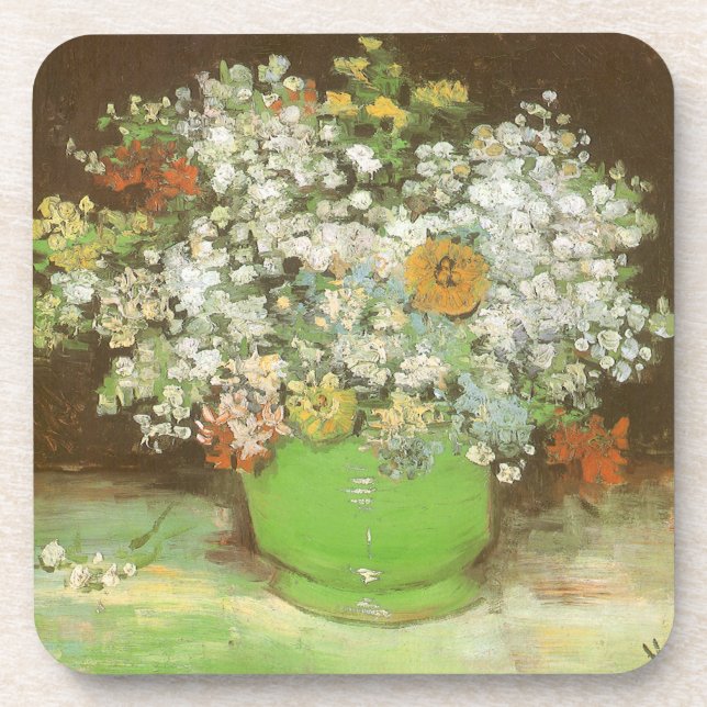 Vincent van Gogh - Vase with Zinnias and Flowers Coaster (Front)