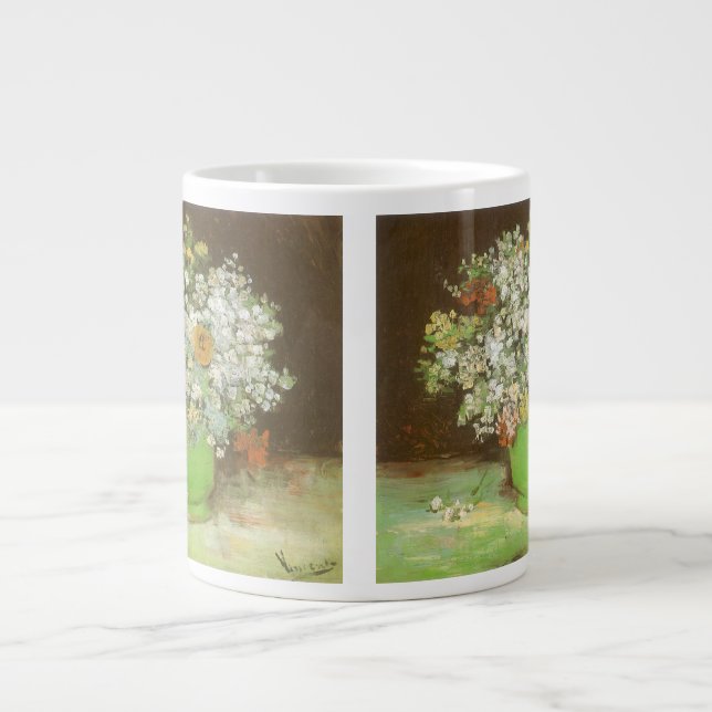 Vincent van Gogh - Vase with Zinnias and Flowers Large Coffee Mug (Front)