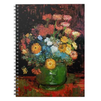 Vincent Van Gogh - Vase With Zinnias Fine Art Notebook by ArtLoversCafe at Zazzle