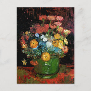 Vincent Van Gogh - Vase With Zinnias Fine Art Postcard