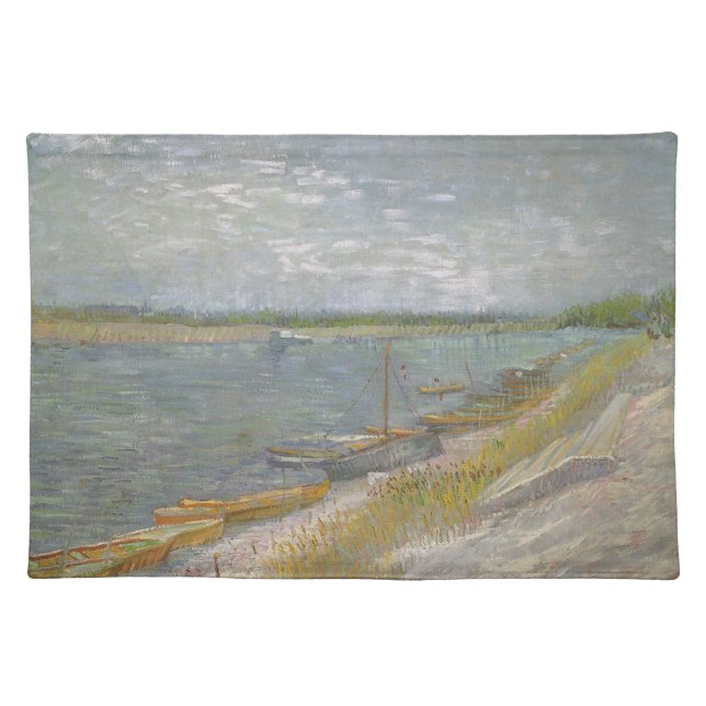 Vincent van Gogh - View of a River w Rowing Boats Cloth Placemat (Front)