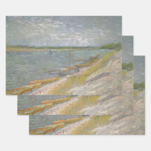 Vincent van Gogh - View of a River w Rowing Boats Wrapping Paper Sheets