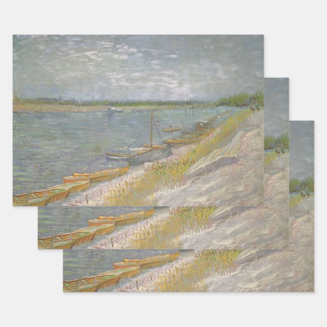Vincent van Gogh - View of a River w Rowing Boats Wrapping Paper Sheets (Set)
