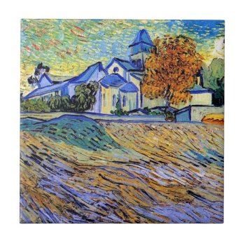Vincent Van Gogh - View Of The Asylum And Chapel Ceramic Tile by ArtLoversCafe at Zazzle