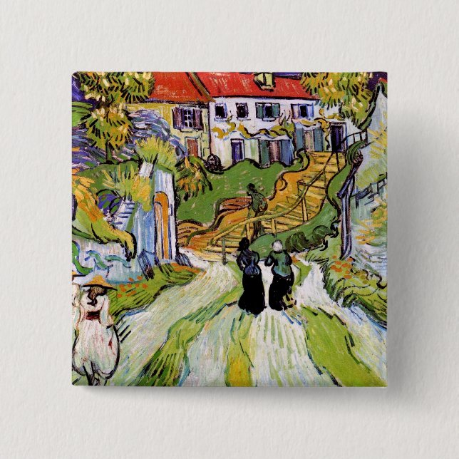 Vincent Van Gogh - Village Street And Steps Pinback Button (Front)