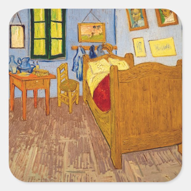 Vincent van Gogh - Vincent's Bedroom in Arles Square Sticker (Front)