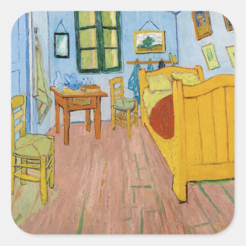 Vincent Van Gogh _ Vincents Bedroom in Arles Square Sticker