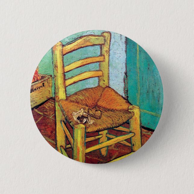 Vincent Van Gogh - Vincent's Chair With Pipe Pinback Button (Front)