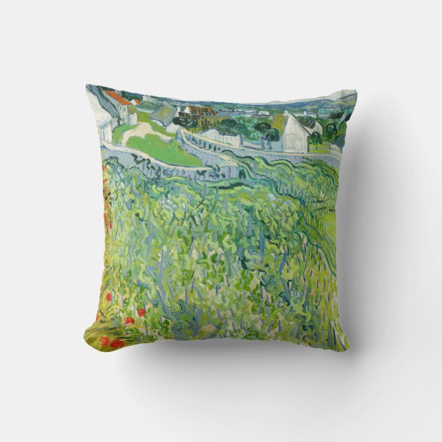 Vincent van Gogh - Vineyards at Auvers Throw Pillow (Front)