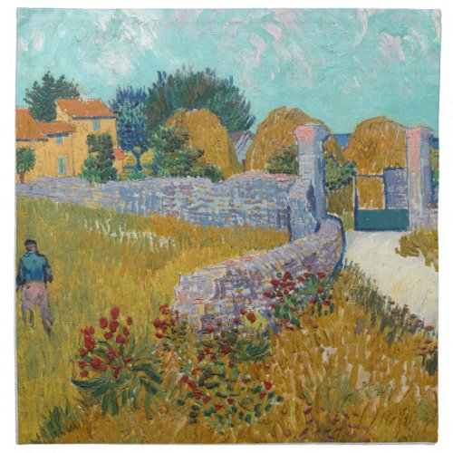 Vincent Van Gogh Vintage Farmhouse in Provence Cloth Napkin