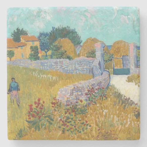 Vincent Van Gogh Vintage Farmhouse in Provence Stone Coaster