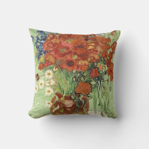 Vincent Van Gogh Vintage Floral Still Life Daisies Throw Pillow