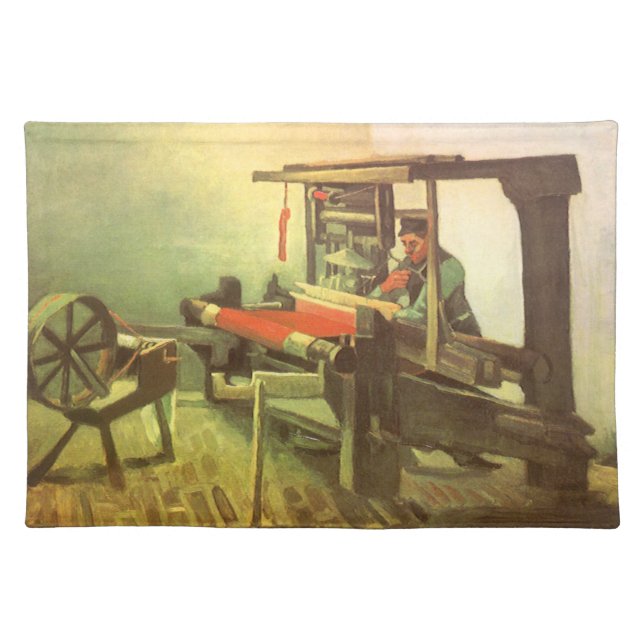 Vincent van Gogh Weaver Facing Left Spinning Wheel Cloth Placemat (Front)