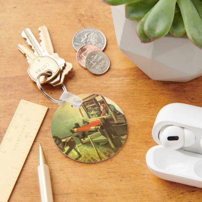 Vincent van Gogh Weaver Facing Left Spinning Wheel Keychain (Desk)