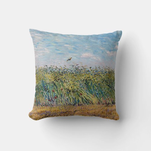 Vincent van Gogh _ Wheat Field with a Lark Throw Pillow