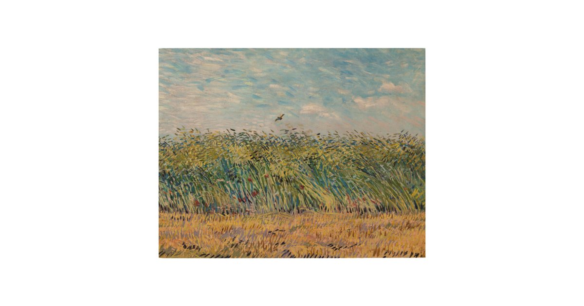 Vincent van Gogh - Wheat Field with a Lark Wood Wall Art | Zazzle