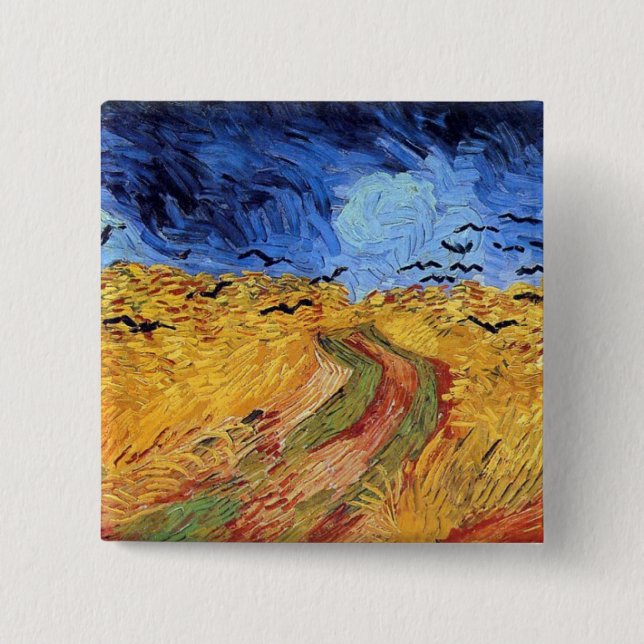 Vincent Van Gogh - Wheat Field with Black Crows Pinback Button (Front)
