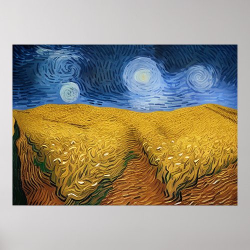 Vincent Van Gogh Wheat Field with Blue Sky Poster