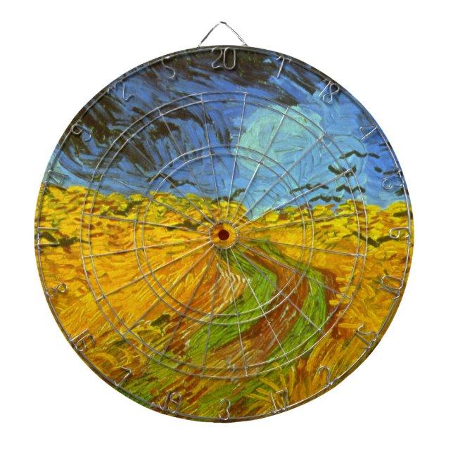 Vincent van Gogh Wheat Field with Crows Dartboard With Darts (Front)