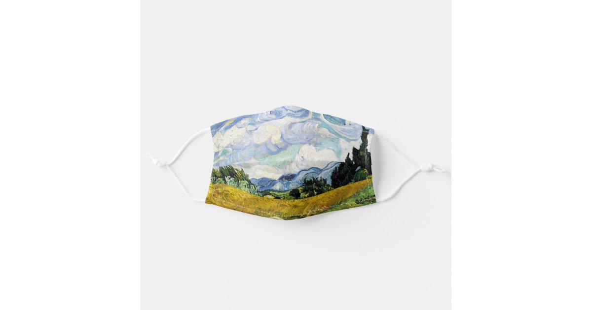 Vincent Van Gogh Wheat Field With Cypresses 18 Adult Cloth Face Mask Zazzle Com