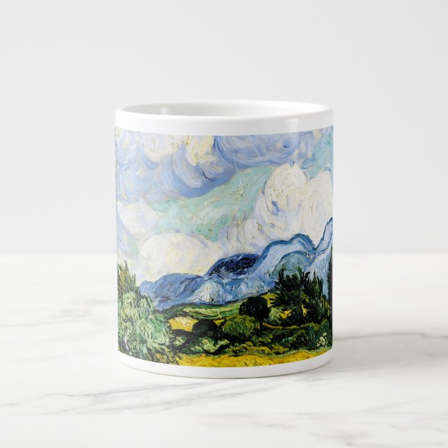 Vincent Van Gogh Wheat Field with Cypresses (1889) Giant Coffee Mug (Front)