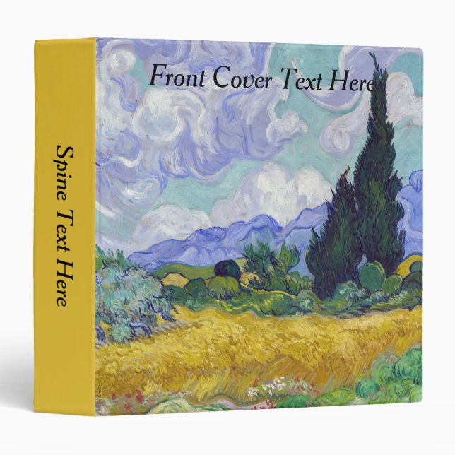 Vincent Van Gogh - Wheat Field with Cypresses 3 Ring Binder (Front/Spine)