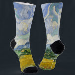 Vincent Van Gogh Wheat Field With Cypresses Art Socks<br><div class="desc">Beautiful vintage artwork from 1889 by the famous painter Vincent Van Gogh,  one of my favorite artists from the impressionist period. This impressionism landscape art features tall green cypresses set against pretty swirling clouds above a wheat field on cute art socks.</div>
