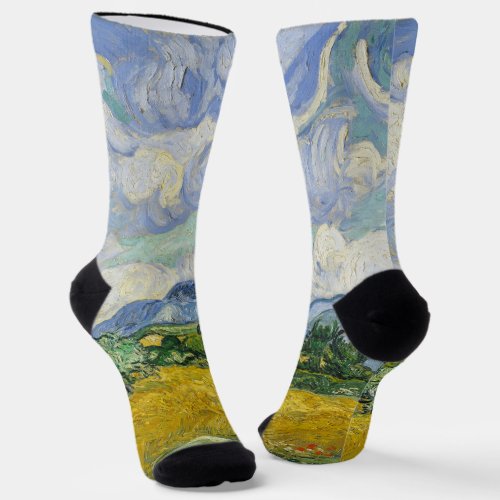 Vincent Van Gogh Wheat Field With Cypresses Art Socks