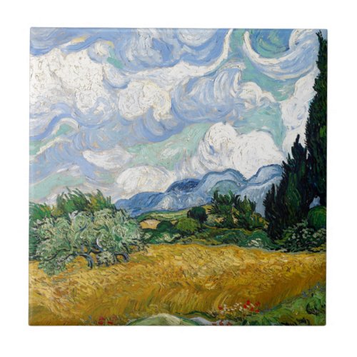 Vincent Van Gogh Wheat Field with Cypresses Art Tile