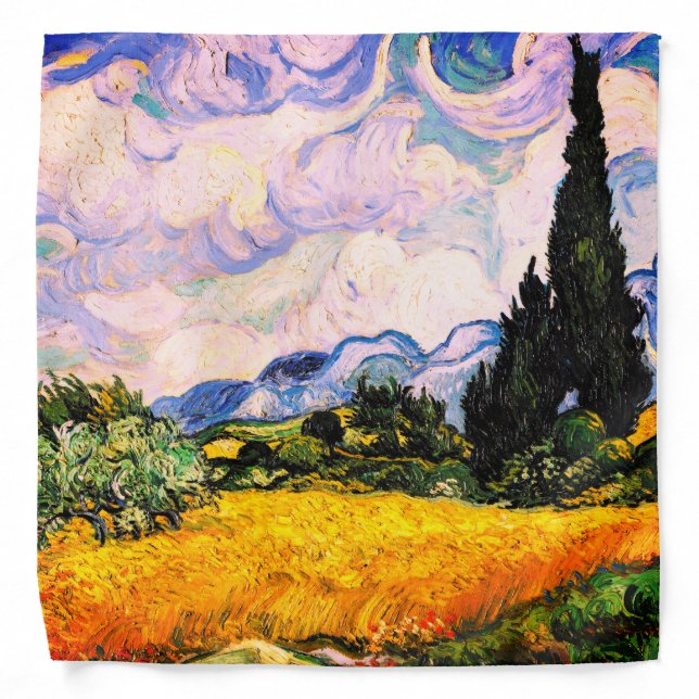 Vincent Van Gogh Wheat Field with Cypresses Bandana (Front)