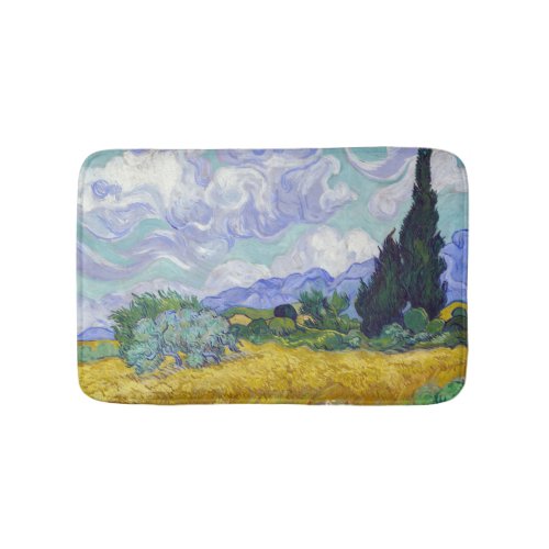 Vincent Van Gogh _ Wheat Field with Cypresses Bath Mat