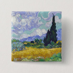 Vincent Van Gogh - Wheat Field with Cypresses Button