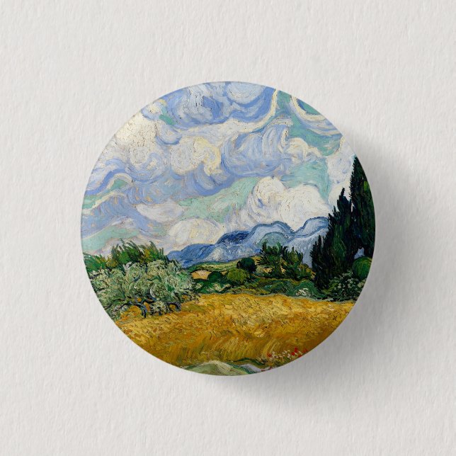 Vincent Van Gogh Wheat Field With Cypresses Button (Front)