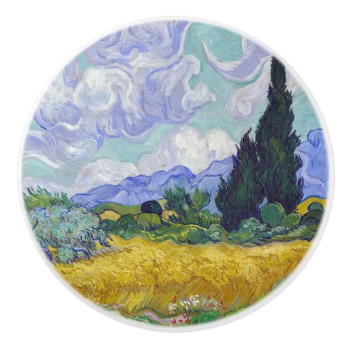 Vincent Van Gogh _ Wheat Field with Cypresses Ceramic Knob