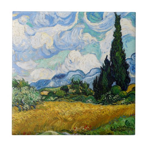 Vincent Van Gogh _ Wheat Field with Cypresses Ceramic Tile