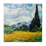 Vincent Van Gogh Wheat Field with Cypresses   Ceramic Tile<br><div class="desc">Pretty , Vintage , Beautiful painting Vincent Van Gogh Wheat Field with Cypresses.This is an old masterpiece from the dutch master painter Vincent Van Gogh. This painting is a part of his wheat field series. This series of natural landscapse paintings were inspired by the view of the Alpilles mountains .This...</div>