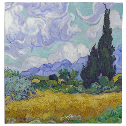 Vincent Van Gogh _ Wheat Field with Cypresses Cloth Napkin