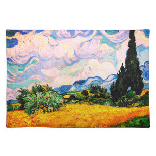 Vincent Van Gogh Wheat Field with Cypresses Cloth Placemat