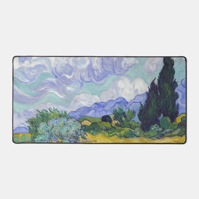 Vincent Van Gogh - Wheat Field with Cypresses Desk Mat (Front)