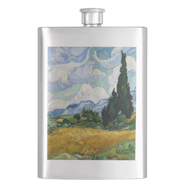 Vincent Van Gogh Wheat Field With Cypresses Flask (Front)