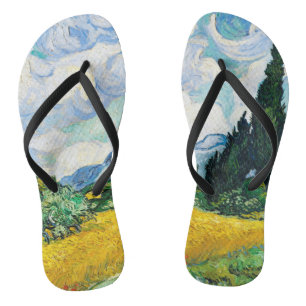 Vincent Van Gogh Wheat Field with Cypresses Flip Flops
