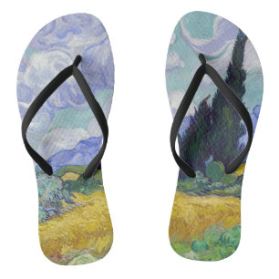 Vincent Van Gogh - Wheat Field with Cypresses Flip Flops