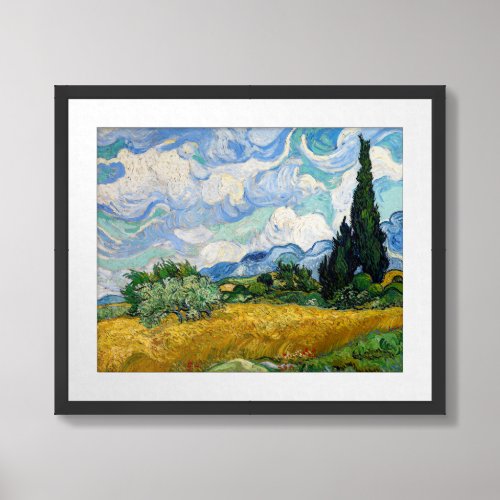 Vincent Van Gogh _ Wheat Field with Cypresses Framed Art