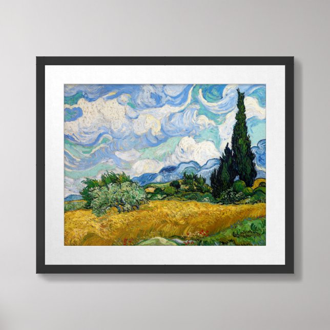 Vincent Van Gogh - Wheat Field with Cypresses Framed Art (Framed Front)