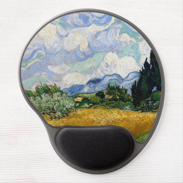 Vincent Van Gogh Wheat Field With Cypresses Gel Mouse Pad (Front)