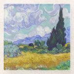 Vincent Van Gogh - Wheat Field with Cypresses Glass Coaster<br><div class="desc">Wheat Field with Cypresses / Champ de ble avec cypres - Vincent Van Gogh,  September 1889</div>