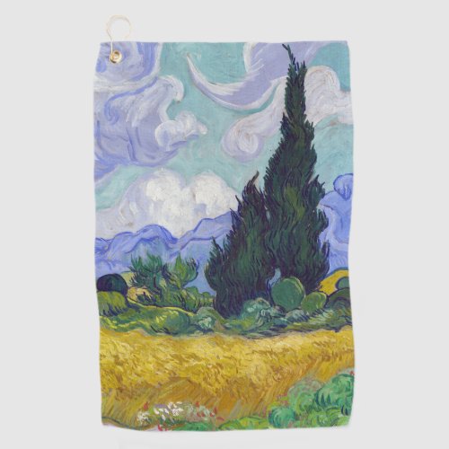 Vincent Van Gogh _ Wheat Field with Cypresses Golf Towel