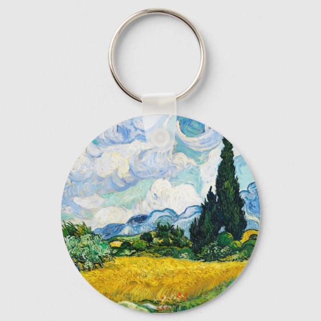 Vincent Van Gogh Wheat Field with Cypresses Keychain (Front)